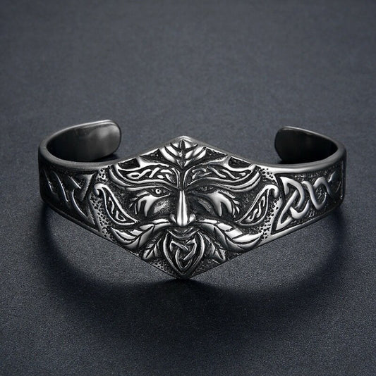 Viking Warrior Old Man Head Stainless Steel Men's Bracelet Trendy