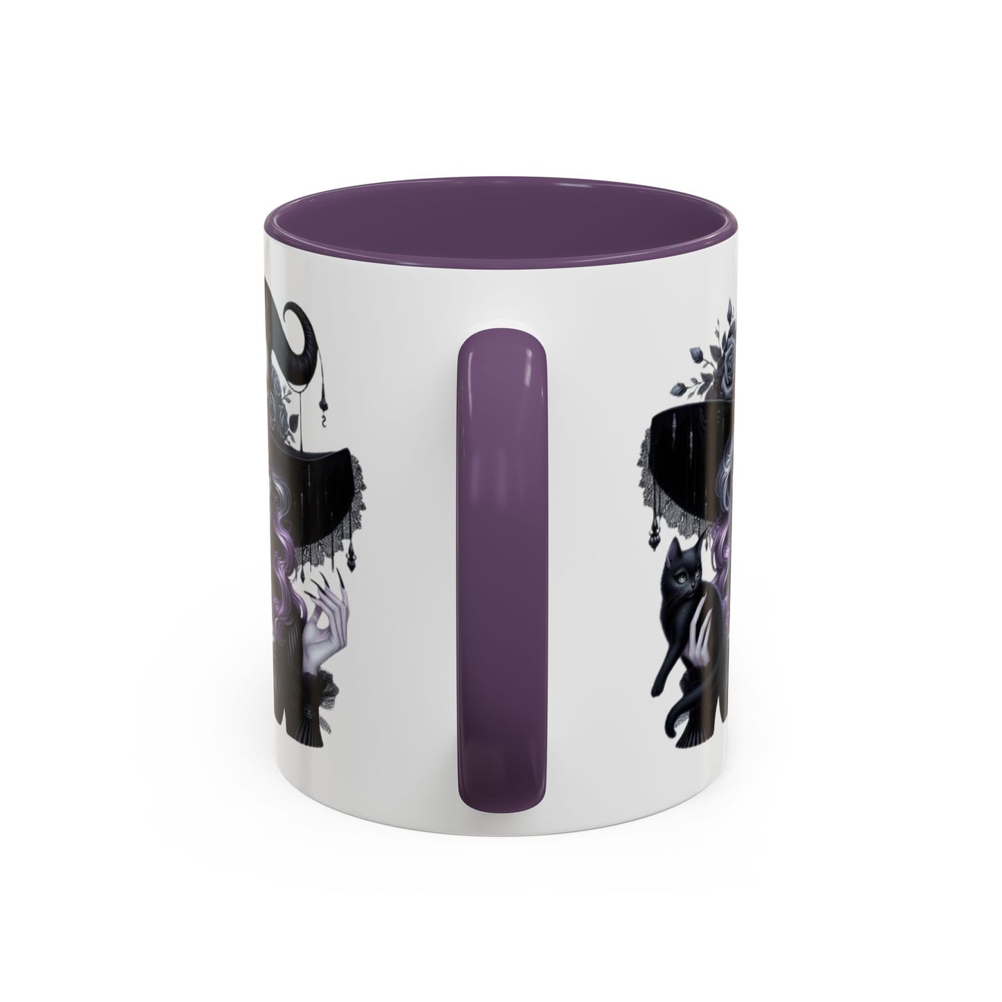 Witchy Accent Coffee Mug: Enchanting Black Cat & Skull Design, Spooky Gift for Halloween, Witchcraft Lover, Home Decor, Coffee Lover