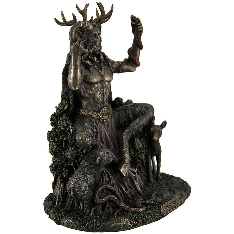 Resin Horned Animal God Statue Craft Garden Ornament