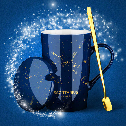 Tasse à café Constellation en céramique avec cuillère à couvercle