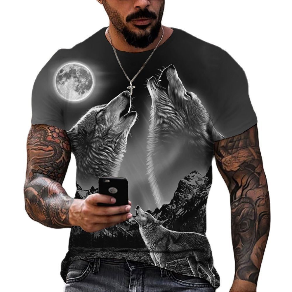 Men's Wolf Head 3d Printed T-shirt
