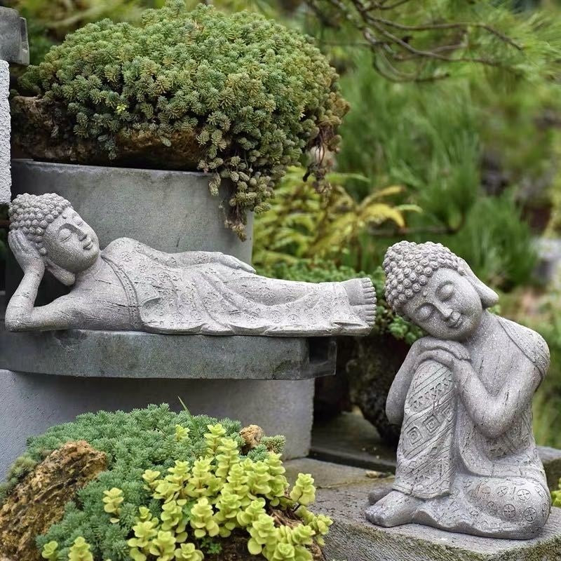 Résine Zen Bouddha Statue Pot de fleur Cour Paysage Balcon Mise en page Jardin Décoration