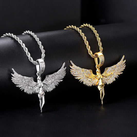 Collier ange aile de déesse avec zircon