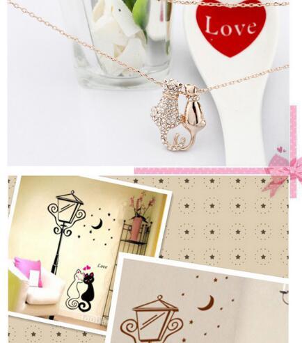 Lovers Couple Cats Pendant Necklace