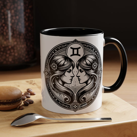 Zodiac Coffee Mug with Gemini Design, Astrology Gift Mug, Horoscope Coffee Cup, Unique Home Decor, Personalized Zodiac Mug