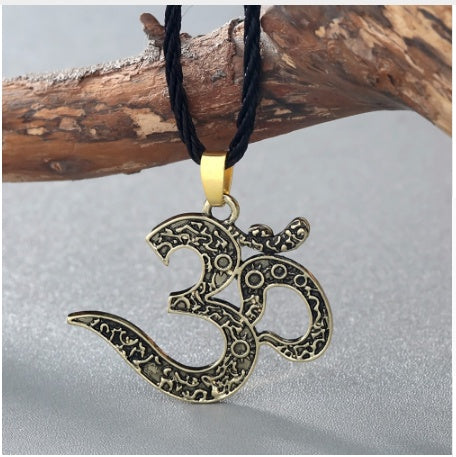 QIMING OM Collier Ohm schmuck OM Charme de yoga Schmuck Frauen Silber Ethnische Collier Méditation De Yoga Männer Schmuck Bijoux Femme