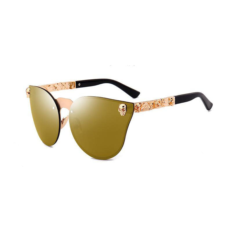 Gothique PC Hommes de Tête de Crâne Décoré Lunettes De Soleil, Exquis Métal Motif Pieds lunettes de Soleil, Femmes