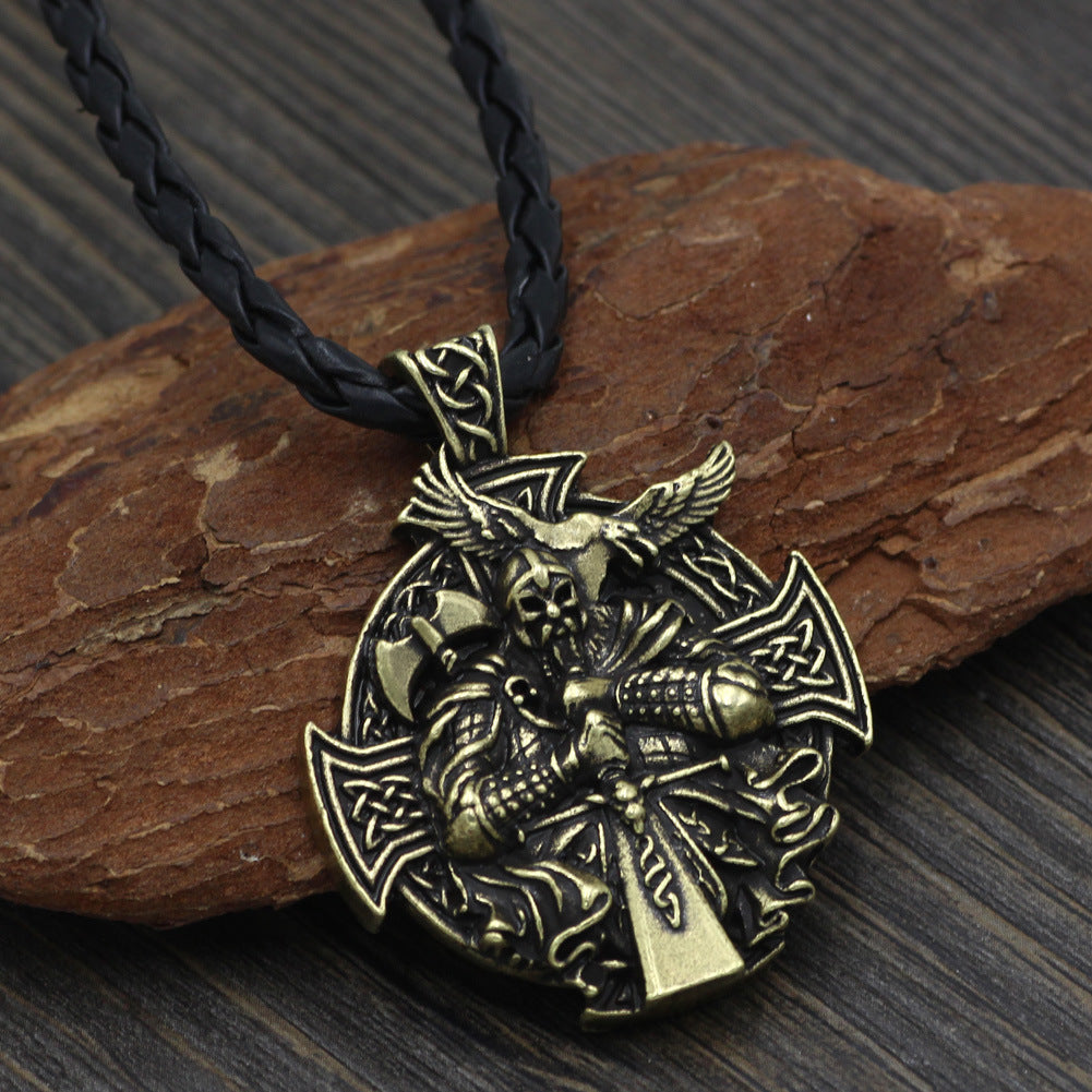 Viking Warrior Aoding Mount Crow Hammer Necklace