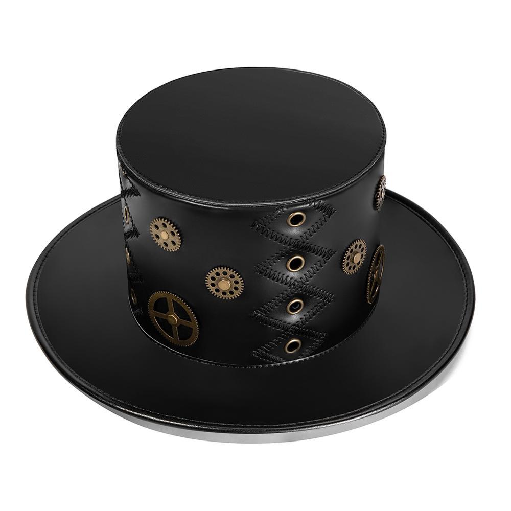 Stage Performance Punk Rivet Flat Top Hat