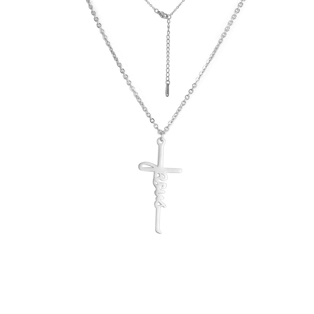 Sweet Jesus Cross Pendant Stainless Steel Necklace