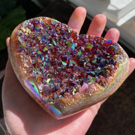 Rainbow Angel Halo Heart Shaped Crystal Resin