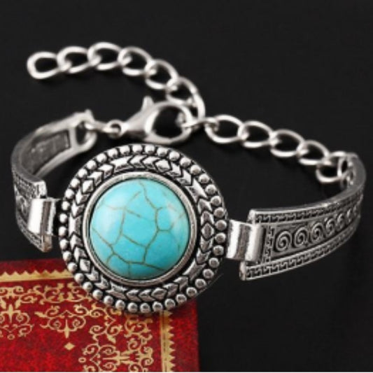Ornament Brace Lace Bracelet Bohemian Turquoise Retro Hollow Gem