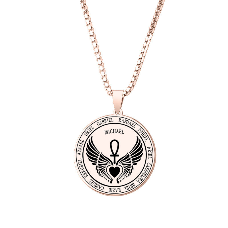 Archangel Michael Pendant Necklace For Men Women Guardian Angel Stainless Steel Box Chain Necklace Lucky Amulet Jewelry