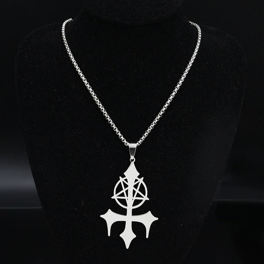 Collier gothique, symbole de l'étoile Satan à cinq branches