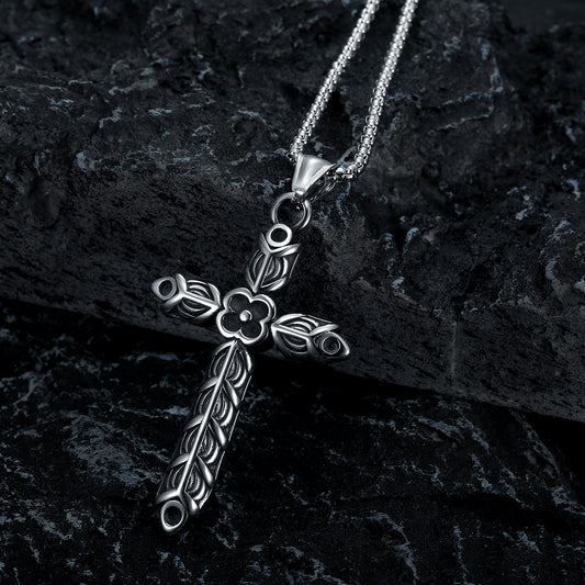 New Viking Cross Flower Punk Men's Necklace