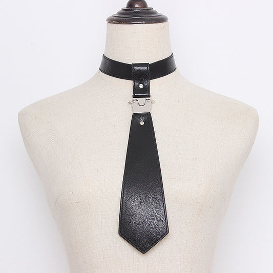 Punk Style Silver Metal Buckle Adjustable Leather Tie