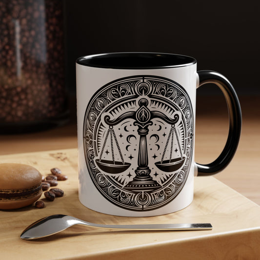 Justice Scale Accent Coffee Mug - Perfect Gift for Lawyers, Graduations, Law School, Legal Professionals, Motivational Decor