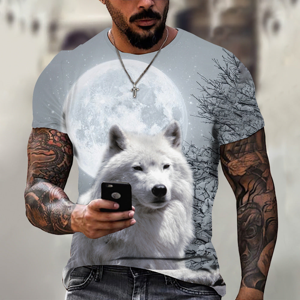 Men's Wolf Head 3d Printed T-shirt