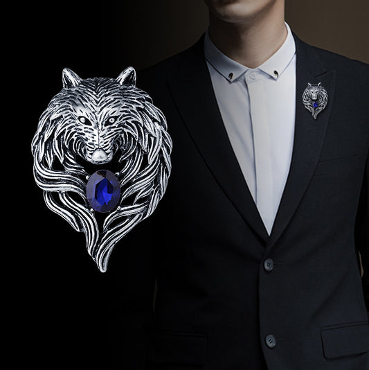 Retro Domineering Wolf Brooch Male Personality