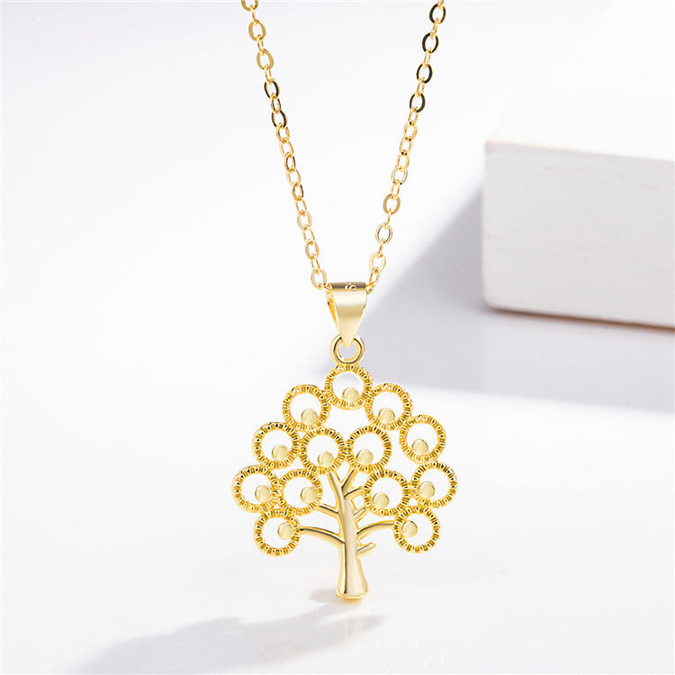 Fashion Lucky Gold Plated Four Leaf Grass Pendant Necklace