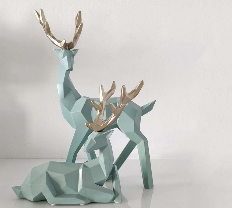 Cerfs Sculpture Résine Cerfs Statue Décoration Décoration pour la Maison Statues Cerfs Figurines Moderne Décoration Cerfs Table Ornement