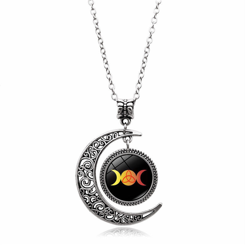 Women's Creative Moon Goddess Time Gem Necklace