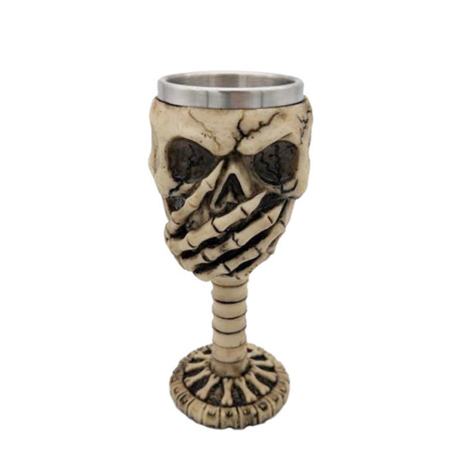 Double Layer Stainless Steel Resin Skull And Crossbones Ghost Head Coffee Mug