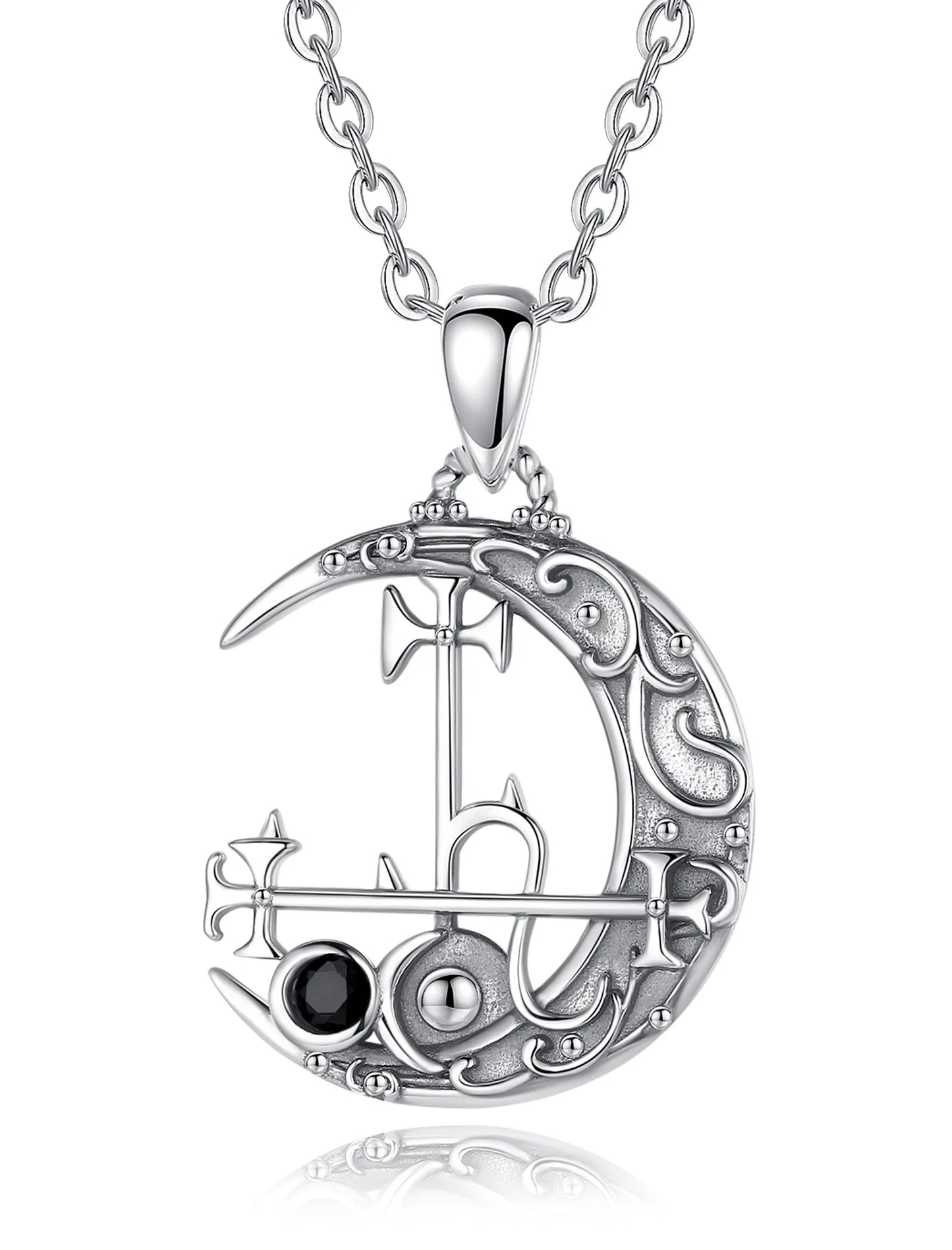 Eudora 925 argent Sterling Lilith lune collier pour femmes homme Vintage démon Lilith Sigil pendentif personnalité bijoux cadeau de fête