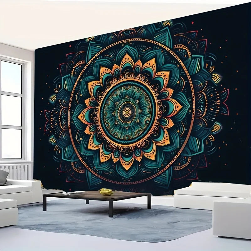Tapisserie Mandala une pièce, polyester, motif classique, adaptée à la décoration du salon et de la chambre à coucher, décoration murale, articles de pièce