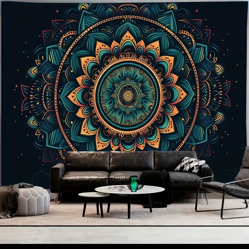 Tapisserie Mandala une pièce, polyester, motif classique, adaptée à la décoration du salon et de la chambre à coucher, décoration murale, articles de pièce