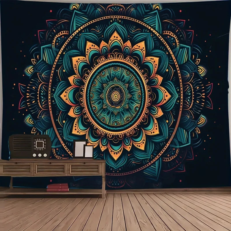 Tapisserie Mandala une pièce, polyester, motif classique, adaptée à la décoration du salon et de la chambre à coucher, décoration murale, articles de pièce