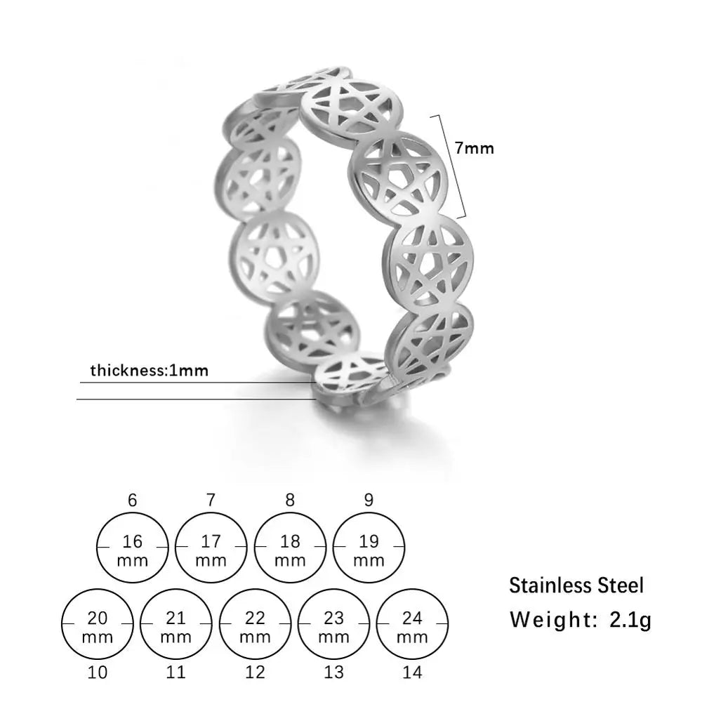COOLTIME – bague pentagramme surnaturel pour femmes, en acier inoxydable, géométrique, circulaire, Pentacle, Couple, bijoux cadeau