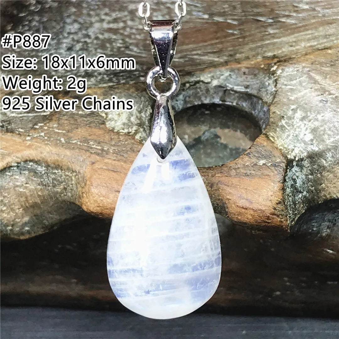 Pendentif en pierre de lune naturelle pour femme et homme, bijoux en argent 925, perles de pierre bleue claire, cristal, cadeau d'amour, Uto AAA