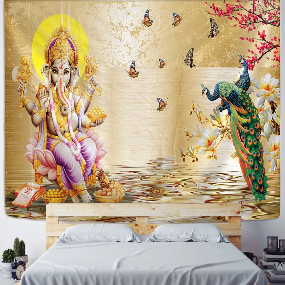 Tapisserie murale d'éléphant avec impression 3D, style bohème, Hippie, Mandala, salon, Art, décoration de la maison