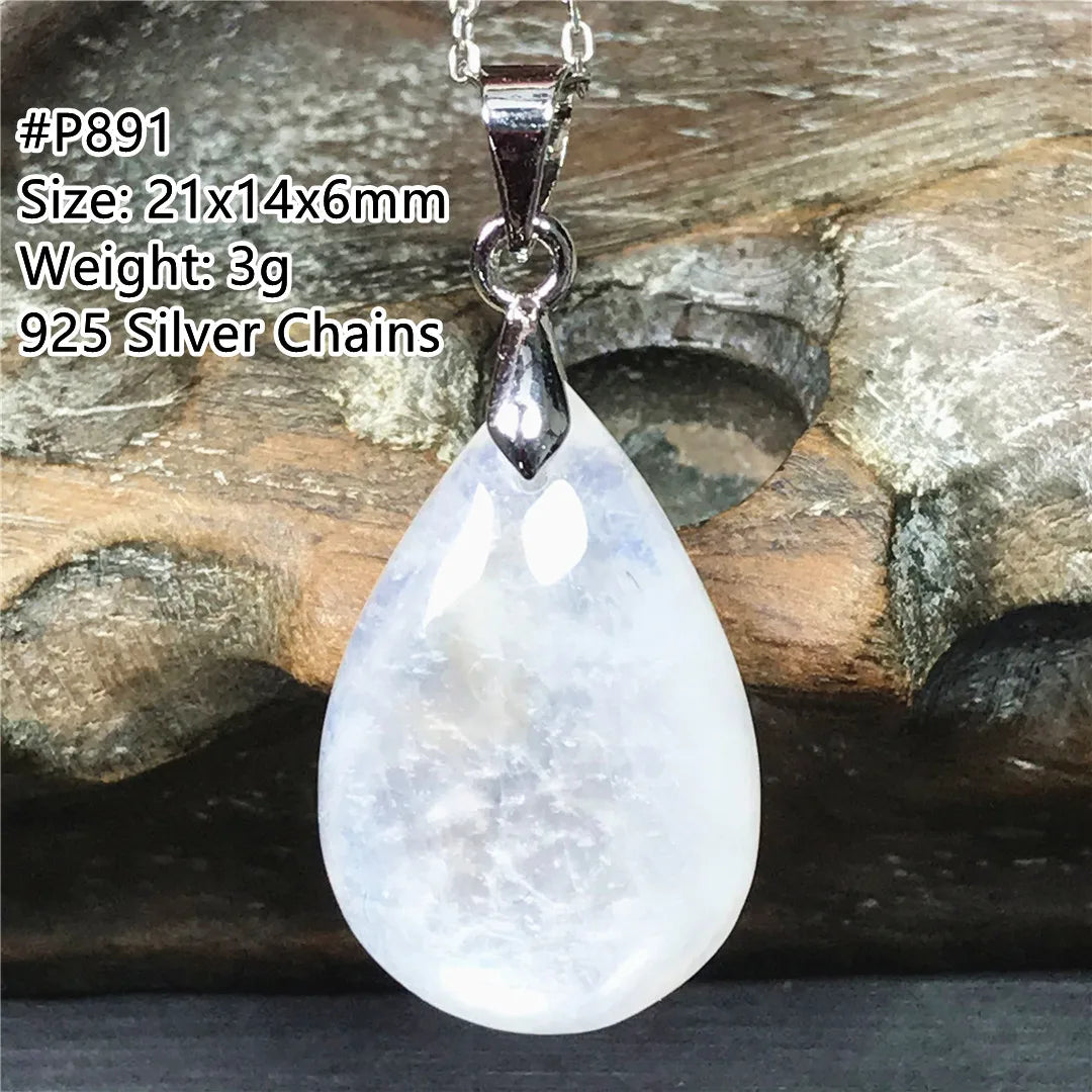 Pendentif en pierre de lune naturelle pour femme et homme, bijoux en argent 925, perles de pierre bleue claire, cristal, cadeau d'amour, Uto AAA