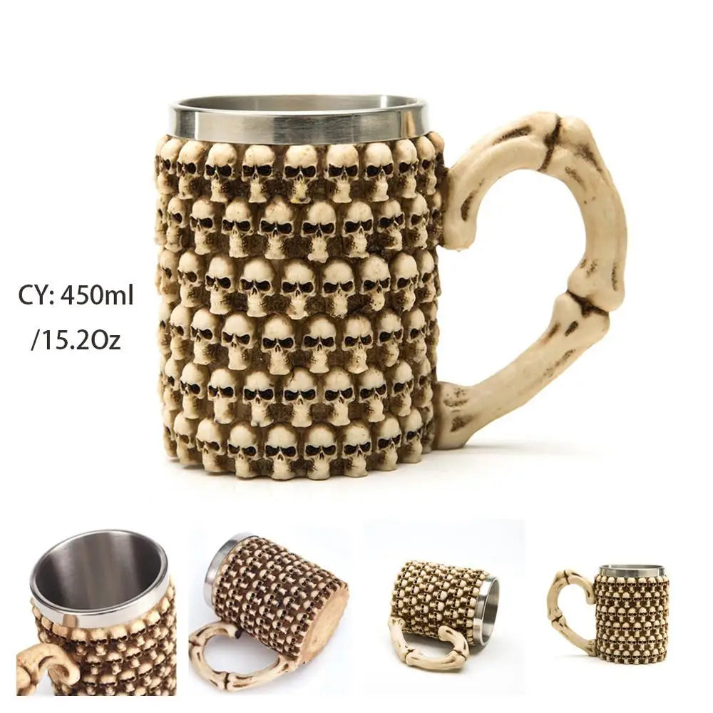 Mug en résine de Dragon maléfique argenté, en acier inoxydable, Tankard rétro, tasse à café Horrible, tasse à thé Viking, décor de Bar et de Pub, livraison directe, 450ml