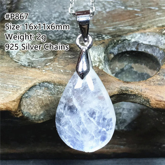 Pendentif en pierre de lune naturelle pour femme et homme, bijoux en argent 925, perles de pierre bleue claire, cristal, cadeau d'amour, Uto AAA
