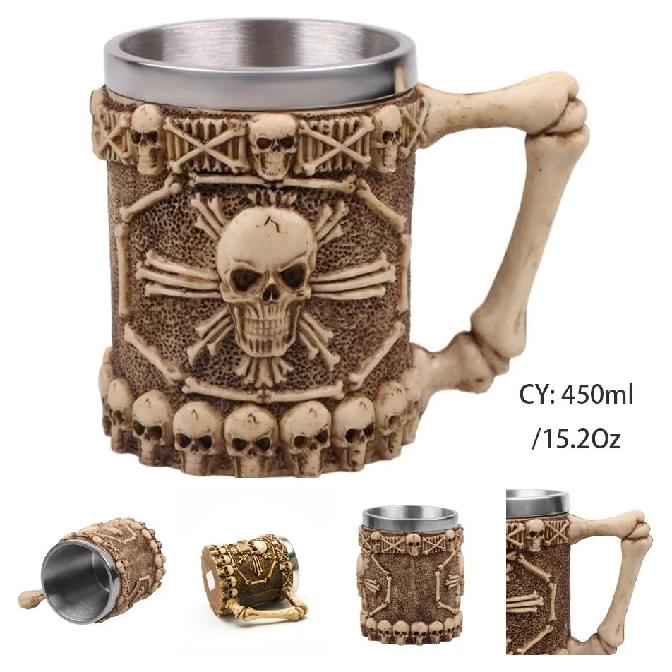 Mug en résine de Dragon maléfique argenté, en acier inoxydable, Tankard rétro, tasse à café Horrible, tasse à thé Viking, décor de Bar et de Pub, livraison directe, 450ml