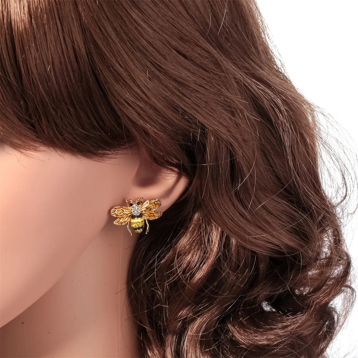 YACQ-boucles d'oreilles à clous d'abeille en cristal autrichien, couleur or, bijoux à la mode, cadeaux d'anniversaire pour femmes, mamans et filles, Bee7, livraison directe