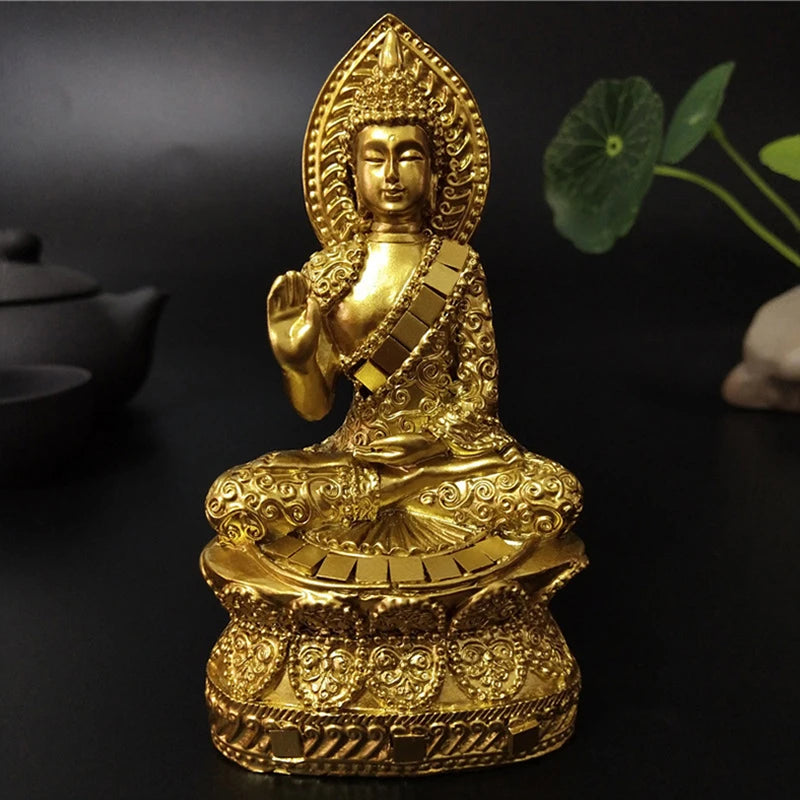 Statue de Bouddha Dorée de Thaïlande pour Décoration de Jardin, Sculpture Hindou Feng Shui, Méditation, Prière, Intense