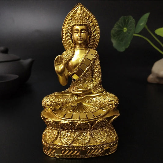 Statue de Bouddha Dorée de Thaïlande pour Décoration de Jardin, Sculpture Hindou Feng Shui, Méditation, Prière, Intense