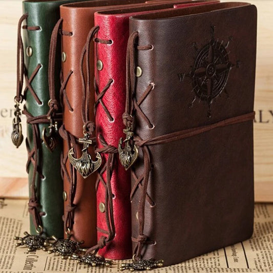 Carnet de notes rétro à spirale, bloc-notes Vintage avec ancres de Pirate, carnet de notes en cuir PU, papeterie remplaçable, cadeau, Journal de voyage