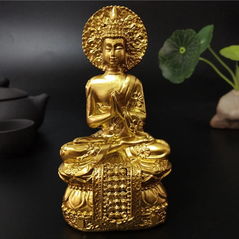 Statue de Bouddha Dorée de Thaïlande pour Décoration de Jardin, Sculpture Hindou Feng Shui, Méditation, Prière, Intense