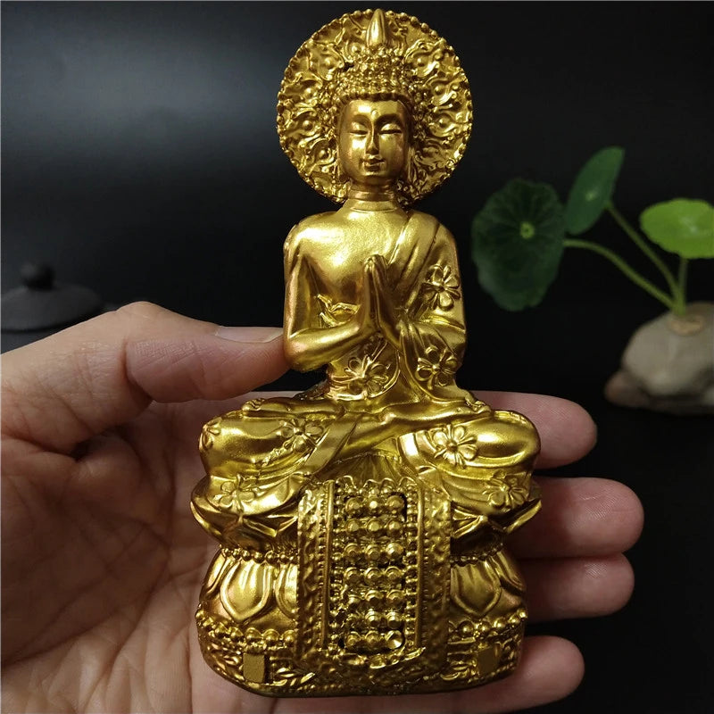 Statue de Bouddha Dorée de Thaïlande pour Décoration de Jardin, Sculpture Hindou Feng Shui, Méditation, Prière, Intense