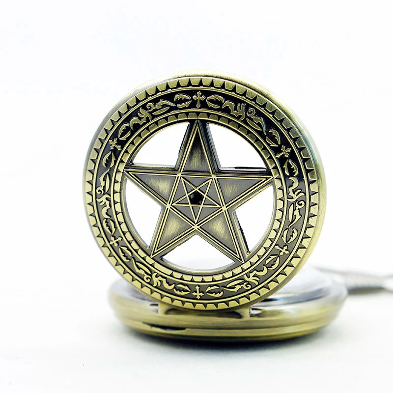 Lucky Star – montre de poche mécanique à cinq points pour hommes et femmes, 5 pièces/lot, pendentif en Bronze, squelette, PJX1166