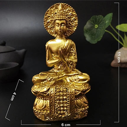 Statue de Bouddha Dorée de Thaïlande pour Décoration de Jardin, Sculpture Hindou Feng Shui, Méditation, Prière, Intense