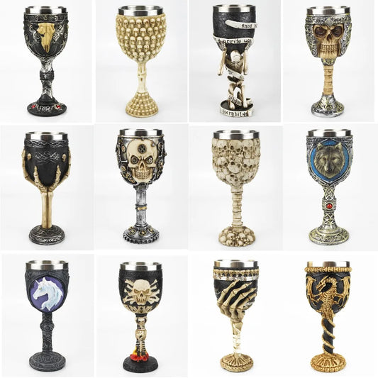 Gobelet à vin gothique contenant griffe de Dragon squelette Viking rétro verre à vin en acier inoxydable et résine meilleurs cadeaux d'halloween Bar Drinkware
