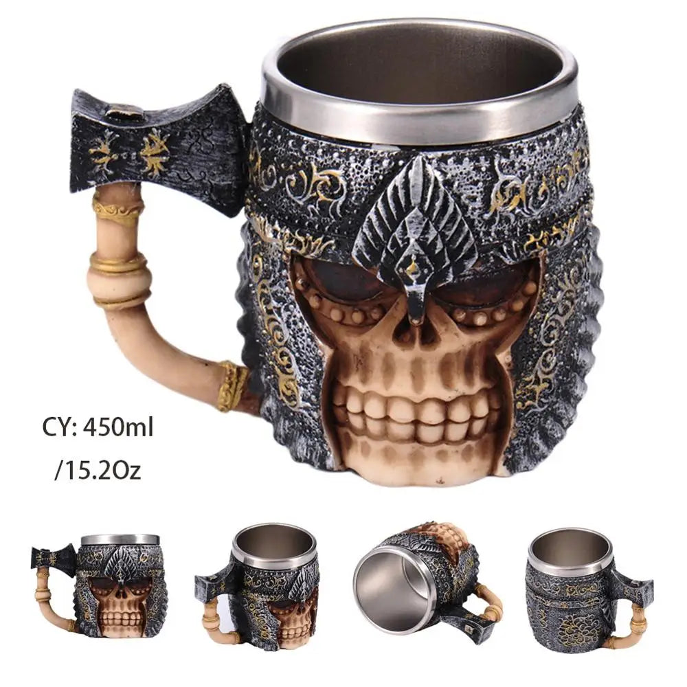 Mug en résine de Dragon maléfique argenté, en acier inoxydable, Tankard rétro, tasse à café Horrible, tasse à thé Viking, décor de Bar et de Pub, livraison directe, 450ml