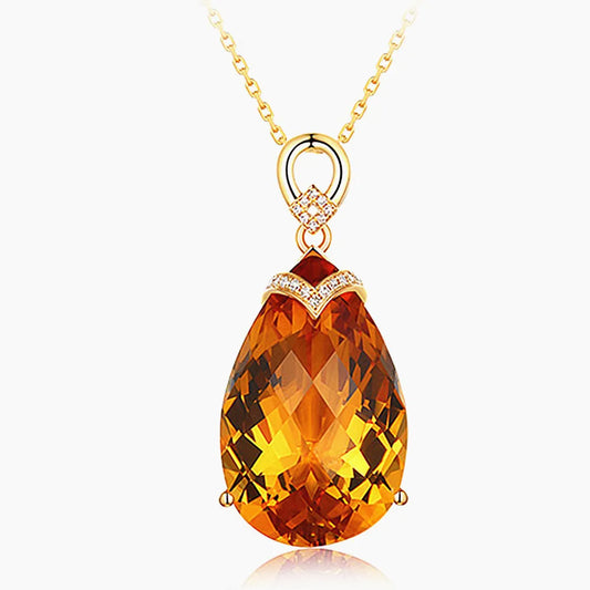 Colliers et pendentifs en cristal citrine pour femmes, bijoux de luxe, en forme de goutte d'eau, couleur or 14k, idée cadeau