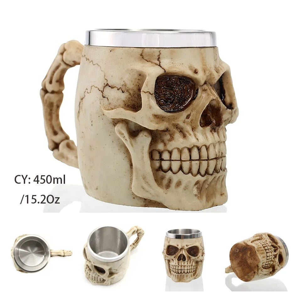 Mug en résine de Dragon maléfique argenté, en acier inoxydable, Tankard rétro, tasse à café Horrible, tasse à thé Viking, décor de Bar et de Pub, livraison directe, 450ml